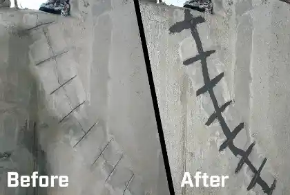 Before-and-after comparison shown in work gallery | Charleston Concrete