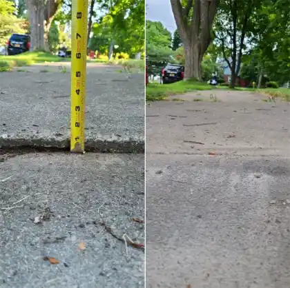 Before and after levelling comparison | Charleston Concrete