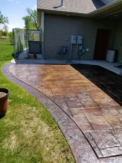 Concrete patio displaying decorative stamped finish | Charleston Concrete