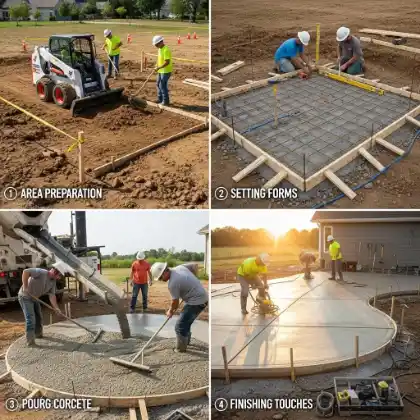 Concrete patio site preparation, form setting and concrete pouring | Charleston Concrete