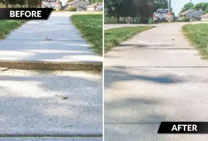 Concrete sidewalk before and after repair | Charleston Concrete