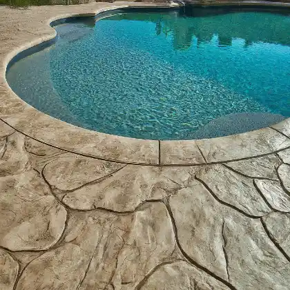 Concrete stamping around pool | Charleston Concrete