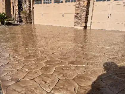 Decorative overlay on concrete surface | Charleston Concrete