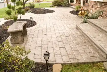 Decorative patio paving in stamped concrete | Charleston Concrete