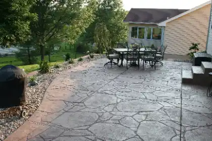 Decorative stamped surface on concrete patio | Charleston Concrete