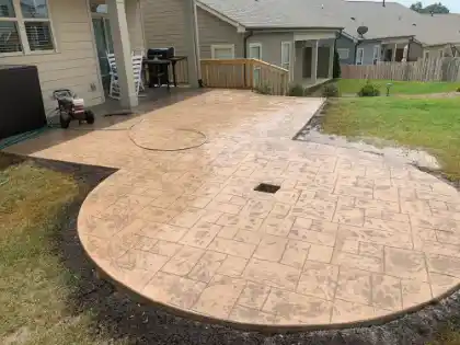 Patio concrete finished with stamped patterns | Charleston Concrete