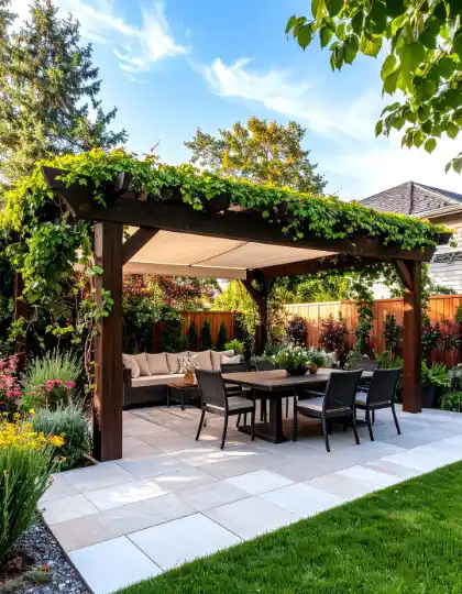 Patio extension covered by pergola | Charleston Concrete