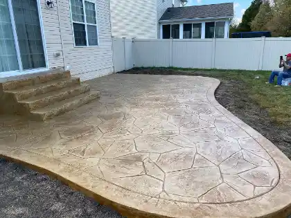 Patio paving finished in stamped concrete | Charleston Concrete