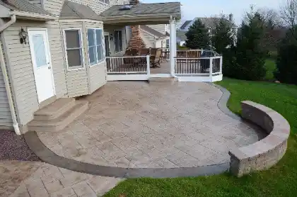 Patio with decorative stamped concrete | Charleston Concrete