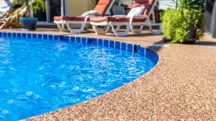 Pool deck resurfacing featured in project photograph | Charleston Concrete