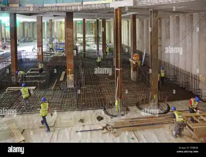 Reinforced concrete basement floor slab under construction | Charleston Concrete