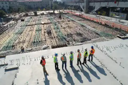 Seven construction workers standing together | Charleston Concrete