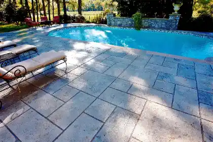 Stamped concrete decking for swimming pool | Charleston Concrete