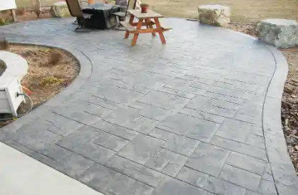 Stamped concrete finish across patio | Charleston Concrete
