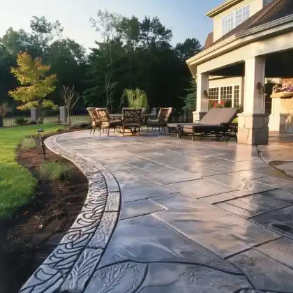 Stamped concrete patio with patterned surface | Charleston Concrete