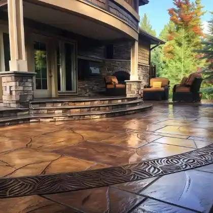 Stamped pattern across concrete patio | Charleston Concrete
