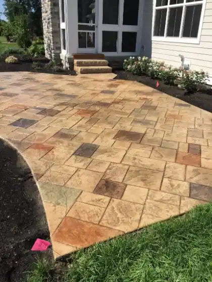 Textured concrete patio with stamped finish | Charleston Concrete
