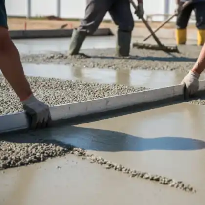 Workers levelling concrete | Charleston Concrete
